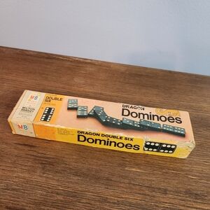 Dragon Double Six Dominoes - Brown/Black 28 Pieces Made In USA 1970
